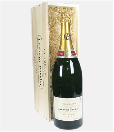 Laurent Perrier Champagne Jeroboam 300cl in Wooden Gift box