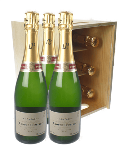 Laurent Perrier Champagne Six Bottle Wooden Crate