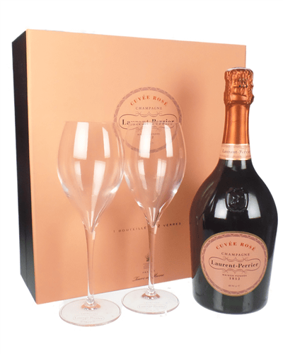 Laurent Perrier Rose Champagne Gift Set With Flute Glasses