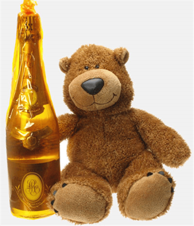 Louis Roederer Cristal Champagne and Teddy Bear Gift Basket