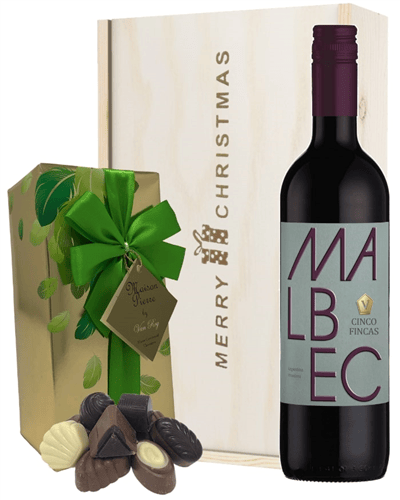 Malbec Christmas Wine and Chocolate Gift Box