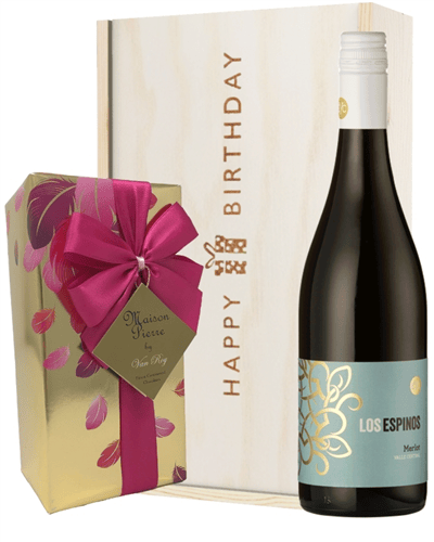 Merlot Red Wine and Chocolate Birthday Gift Box