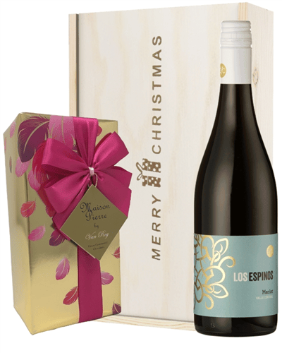 Merlot Red Wine Christmas Wine and Chocolate Gift Box