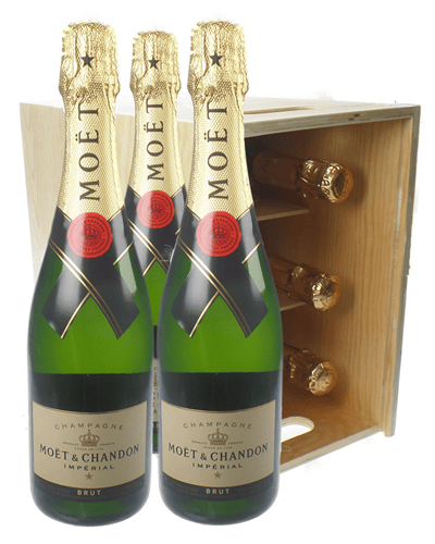 Moet & Chandon Champagne Six Bottle Wooden Crate