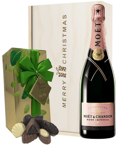 Moet & Chandon Rose Christmas Champagne and Chocolates Gift Box
