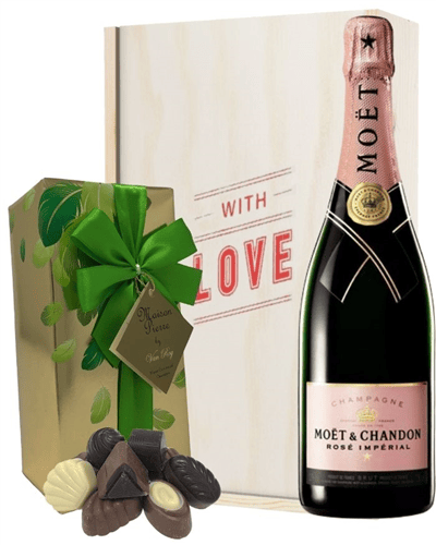 Moet & Chandon Rose Valentines Champagne and Chocolates Gift Box