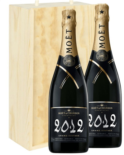 Moet & Chandon Vintage Two Bottle Champagne Gift in Wooden Box