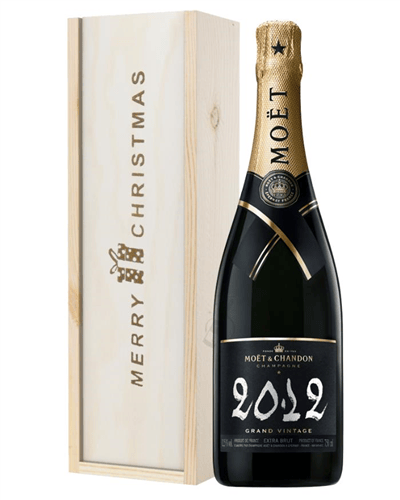 Moet et Chandon Vintage Single Bottle Christmas Gift in Wooden Box