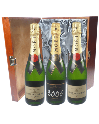 Moet NV and Vintage Champagne Triple Luxury Gift