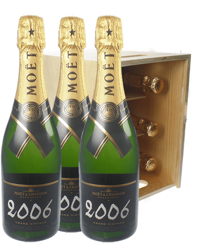 Moet Vintage Champagne Six Bottle Wooden Crate