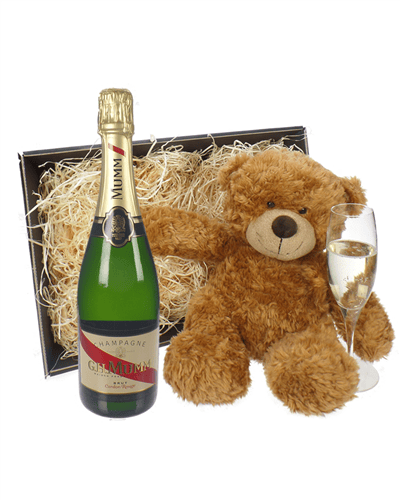 Mumm Champagne and Teddy Bear Gift Basket