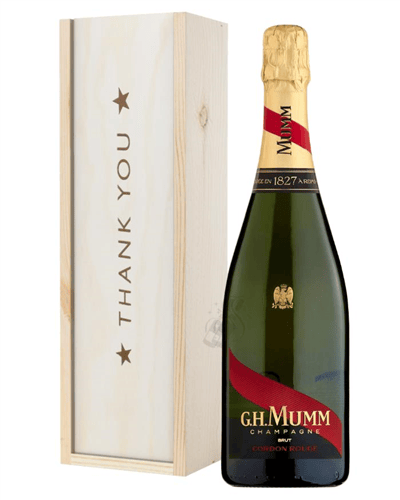 Mumm Cordon Rouge Champagne Thank You Gift In Wooden Box