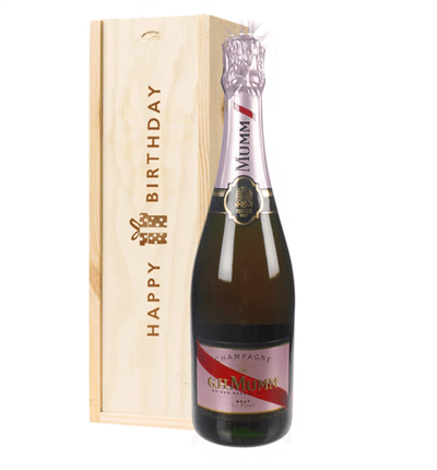 Mumm Rose Champagne Birthday Gift In Wooden Box