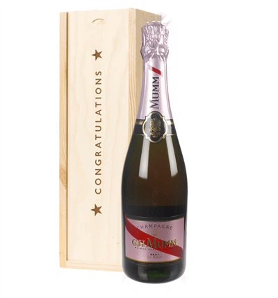 Mumm Rose Champagne Congratulations Gift In Wooden Box