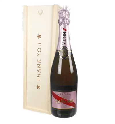 Mumm Rose Champagne Thank You Gift In Wooden Box