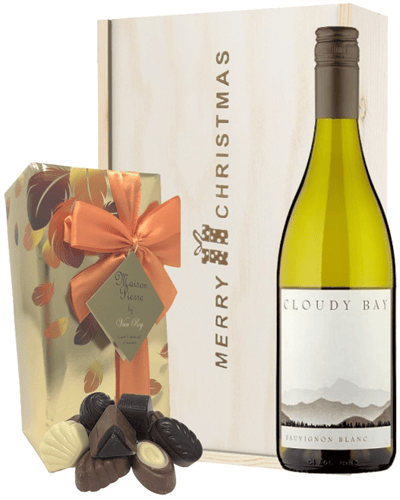 New Zealand Cloudy Bay Sauvignon Blanc Christmas Wine and Chocolate Gift Box