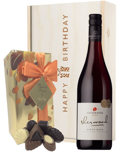 New Zealand Pinot Noir Red Wine Wine and Chocolate Birthday Gift Box
