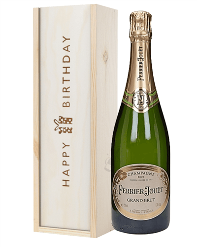 Perrier Jouet Champagne Birthday Gift In Wooden Box