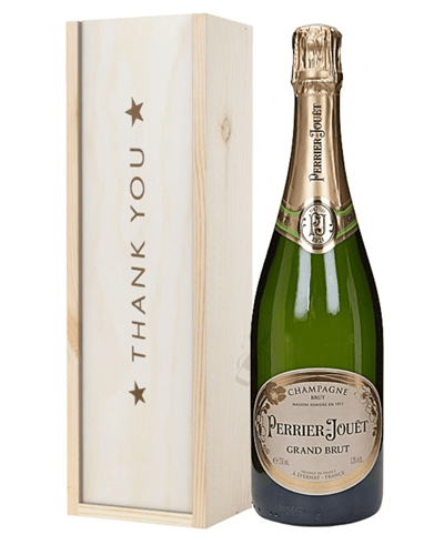 Perrier Jouet Champagne Thank You Gift In Wooden Box