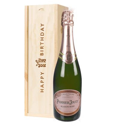 Perrier Jouet Rose Champagne Birthday Gift In Wooden Box