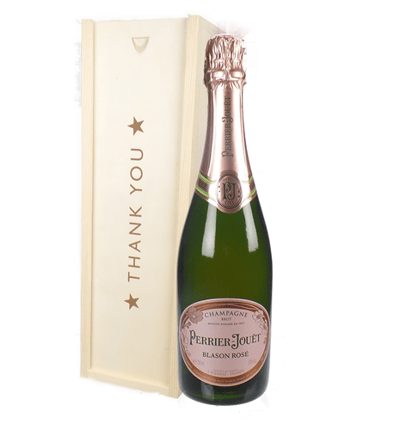 Perrier Jouet Rose Champagne Thank You Gift In Wooden Box