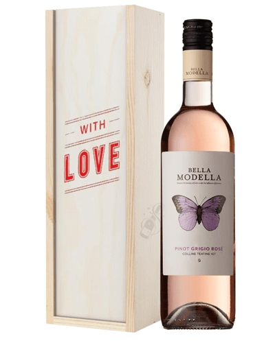 Pinot Grigio Rose Wine Valentines With Love Special Gift Box