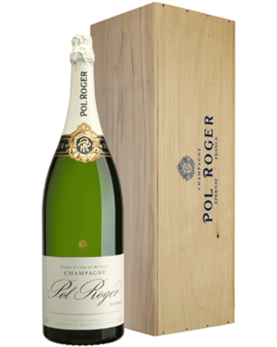 Pol Roger Champagne Jeroboam 300cl in Wooden Gift box