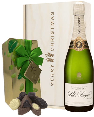 Pol Roger Christmas Champagne and Chocolates Gift Box