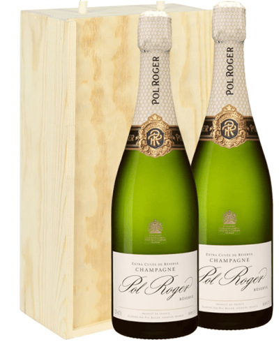 Pol Roger Two Bottle Champagne Gift in Wooden Box