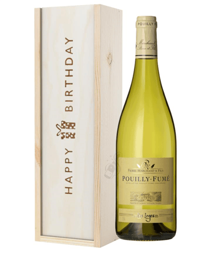 Pouilly Fume White Wine Birthday Gift In Wooden Box