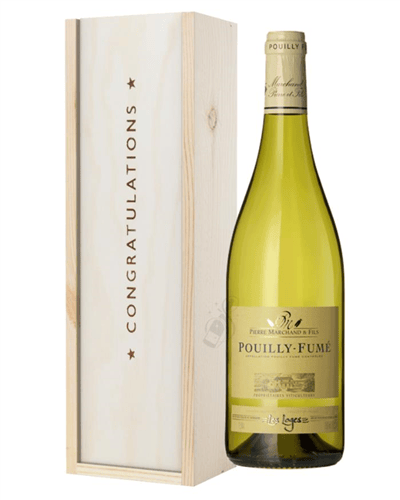Pouilly Fume White Wine Congratulations Gift In Wooden Box