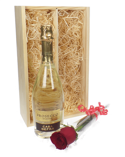 Prosecco And Red Rose Gift