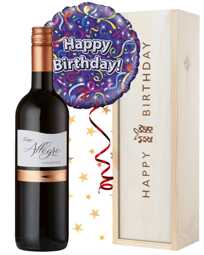 Red Wine and Balloon Birthday Gift