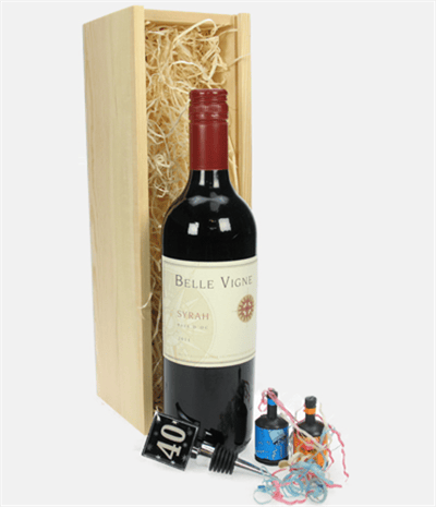 Red Wine And Bottle Stopper 40th Birthday Gift