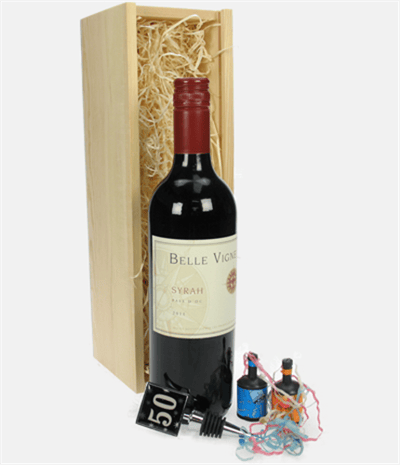 Red Wine And Bottle Stopper 50th Birthday Gift
