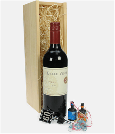 Red Wine And Bottle Stopper 60th Birthday Gift