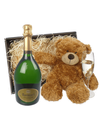 Ruinart Champagne and Teddy Bear Gift Basket