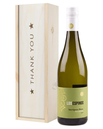 Sauvignon Blanc Chilean White Wine Thank You Gift In Wooden Box