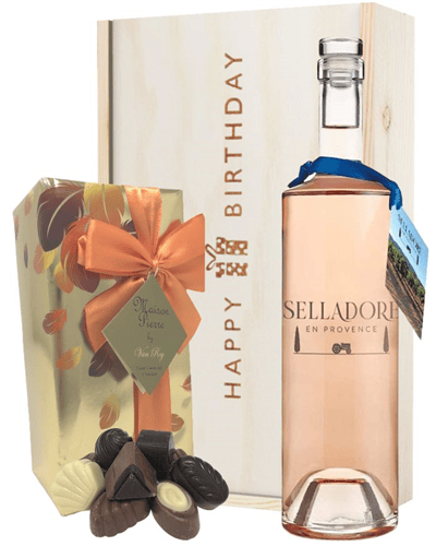Selladore Rose Wine and Chocolate Birthday Gift Box