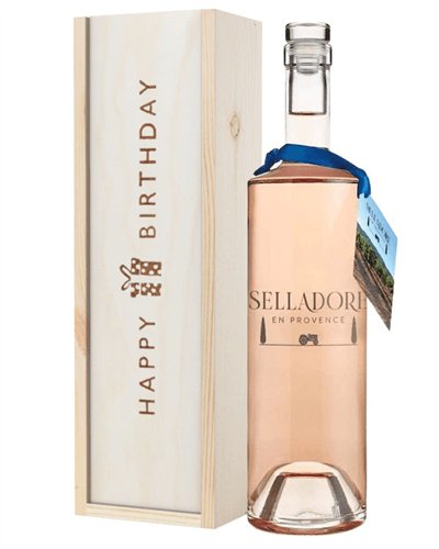 Selladore Rose Wine Birthday Gift In Wooden Box