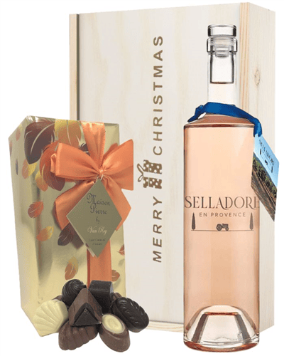 Selladore Rose Wine Christmas Wine and Chocolate Gift Box