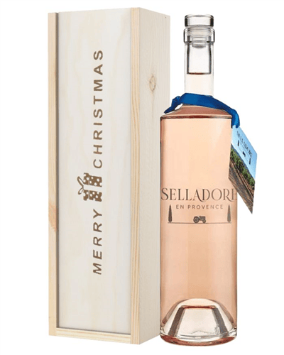 Selladore Rose Wine Single Bottle Christmas Gift In Wooden Box