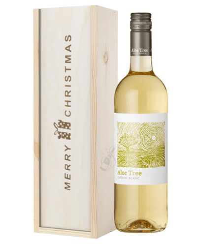 South African Chenin Blanc White Wine Single Bottle Christmas Gift In Wooden Box