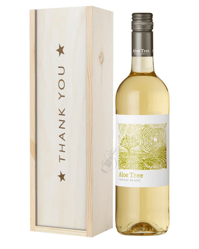South African Chenin Blanc White Wine Thank You Gift In Wooden Box