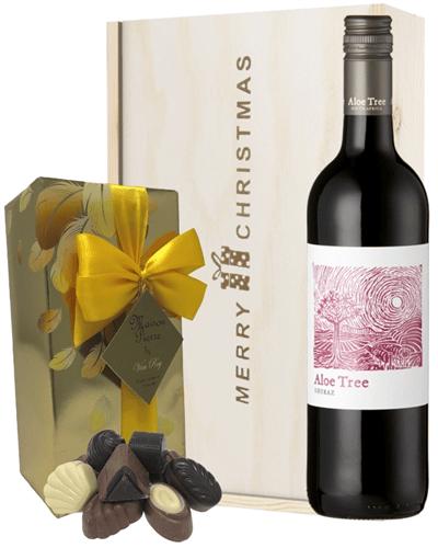 South African Red Wine Christmas Wine and Chocolate Gift Box