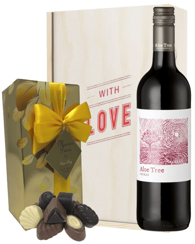 South African Red Wine Valentines Wine and Chocolate Gift Box