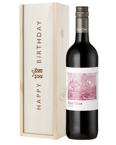 South African Shiraz Red Wine Birthday Gift In Wooden Box
