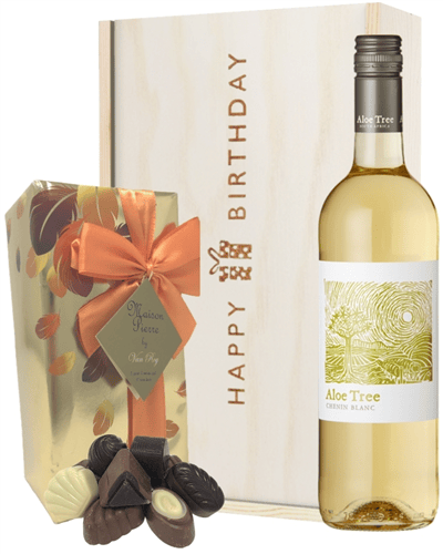 South African White Wine and Chocolate Birthday Gift Box