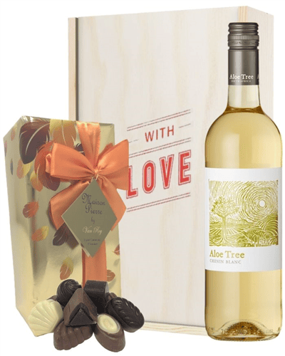 South African White Wine Valentines Wine and Chocolate Gift Box