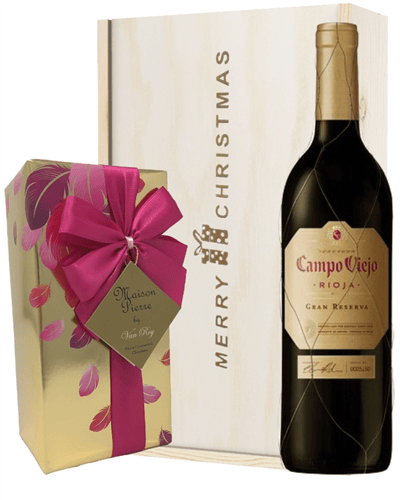 Spanish Gran Reserva Christmas Wine and Chocolate Gift Box